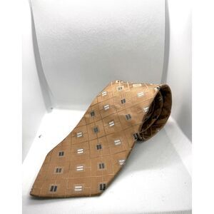 Gianfranco Ruffini Necktie Gold Brown Geometric‎ Silk Blend Dressy Career Event